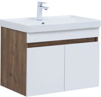 Тумба под раковину Aquanet Оптима 80 дуб рустикальный/белый сатин 00344793 — фото 1, Тумбы под раковину