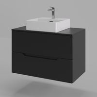 Orange Line Li-80TubMDF+B04-405W тумба с раковиной подвесная 80 см, черный/белый Li-80TubMDF+B04-405W — фото 1, Тумбы с раковиной