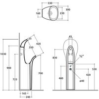 Писсуар GLOBO OLIVIA напольного монтажа цвет белый арт-OL029BI — фото 3, Писсуары