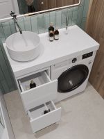 Orange Sistema Тумба напольная под стиральную машину с раковиной, белый арт-STM-100TUW+B07-345W — фото 3, Тумбы с раковиной