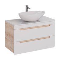 Тумба Lemark OLIVIA 100 см под 1 раковину, подвесная, 2 ящика, цвет корпуса: Дуб кантри, цвет фасада LM08OL100T — фото 4, Тумбы под раковину