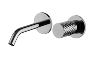 Смеситель для раковины, Fima Carlo Frattini, Spillo Tech, монтаж-настенный встраиваемый, отверстия для монтажа-2, высота, мм-70, вынос излива, мм-208, донный клапан-есть, click-clack 1``1/4, внутренняя часть-необходимо заказать, цвет-брашированный черный хром арт-F3051TWLX8VCS — фото 1, Смесители для раковины