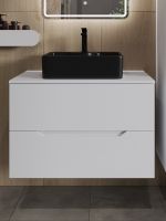 Orange Line тумба с раковиной подвесная 80 см, белый/черный арт-Li-80TuwMDF+B01-475MB — фото 3, Тумбы с раковиной