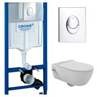 КОМПЛЕКТ Grohe + beWash: Инсталляция 38721001 Grohe Rapid SL + Melville Унитаз подвесной безободковый с форсункой биде со встроенным смесителем горячей и холодной воды с быстросъёмным сиденьем микролифт HRKA052N3VE0W5SZ0+AQ4019+VTMU11W5W5HS GRH721MELVE0 — фото 2, Комплекты унитаз + инсталляция