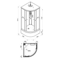 ДК Лайт 90*90 В (7 мест+сифон D50) арт-Щ0000061850 — фото 1, Душевые кабины
