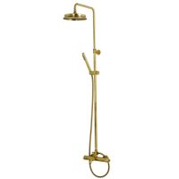 ERMITAGE MINI Душевой настенный гарнитур с верхним душем d 200 мм.(излив, шланг, ручной душ), бронза арт-31524 — фото 1, Душевые стойки