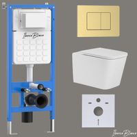 Комплект 3в1 IBERICA BLANCA инсталляция SILENCIO, унитаз TOLEDO ALTO белый, кнопка смыва INOX-C золото матовое (IB001.TLA.231.1150) — фото 1, Комплекты унитаз + инсталляция