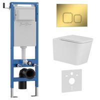 Комплект 3в1 IBERICA BLANCA инсталляция SILENCIO MINI, унитаз TOLEDO ALTO белый, кнопка смыва ESTI-Q золото глянцевое (IB.001M.TLA.231.836) — фото 1, Комплекты унитаз + инсталляция