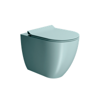 унитаз приставной PURA безободковый с водоворотной системой смыва Swirlflush фаянсовый голубой матовый арт-881015 — фото 1, Приставные унитазы