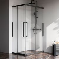 Душевое ограждение Func Square Slide 120х80, черный, прозрачное арт-W84G-403-12080-BT — фото 1, Прямоугольные душевые уголки