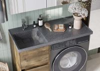 Раковина ЛОНДРИ 105, левая, графит арт-1A72833KLH21L — фото 10, Раковины встраиваемые сверху