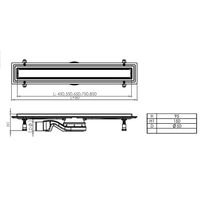 Душевой лоток AZARIO 450 мм с решеткой под плитку (двухсторонняя решетка), выход 50мм, хром матовый арт-AZ1105-00145 — фото 4, Трапы для душа