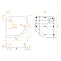 Душевой поддон полукруглый RGW SMC/R-C Белый 900x900 12350499-01 — фото 6, Стеклопластиковые душевые поддоны