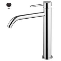 Смеситель для раковины, Fima Carlo Frattini, Spillo Up, тип открывания воды-однорычажный, монтаж-на раковину/столешницу, отверстия для монтажа-1, высота, мм-240, вынос излива, мм-168, донный клапан-есть, тип подводки-гибкий, стандарт подвода воды-3/8", цвет-черный матовый арт-F3031LXSNS — фото 1, Смесители для раковины