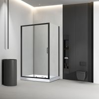 Душевой угол Veconi Rovigo RV-046B, 1400х700х1950, черный, стекло прозрачное RV046B-14070-01-C5 — фото 1, Душевые уголки