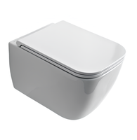 Комплект унитаз Scarabeo TEOREMA 2.0 подвесной безободковый с сиденьем с микролифтом и с крепежом цвет белый 5126/TW 8305/B 10050/A арт-5126TW 8305B 10050A — фото 1, Подвесные унитазы