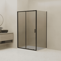 Душевой уголок RGW CL-133B (CL-13B + Z-03B) 1500x800, профиль черный, стекло тонированное, арт-060913358-34 — фото 1, Прямоугольные душевые уголки