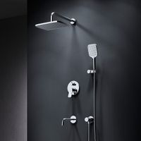 FB85A3RH40 X-Joy, набор: встроеный см-ль, излив, прямоуг.верхний душ 300х210мм, ручн.душ, хром — фото 8, Встраиваемые душевые комплекты