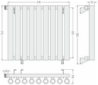 Отопительный радиатор Сунержа Кумир-0 EU50 левый 500х610 9 секций Матовый белый арт-30-0350-5009 — фото 5, Радиаторы отопления