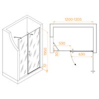 Душевая дверь RGW HO-012 120x195, профиль хром, стекло прозрачное/8 мм, арт-350601212-11 — фото 6, Распашные душевые двери