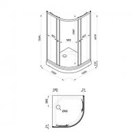 ДО Лайт 100*100 А (3 места+сифон D90) арт-Щ0000061794 — фото 1, Душевые уголки четверть круга