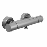 Смеситель для душа, Fima Carlo Frattini, Fimatherm, тип регулирования воды-термостатический картридж, монтаж-настенный, отверстия для монтажа-2, материал ручки-металл, кнопка ограничения напора на 50, цвет-хром арт-F4275/1CR — фото 1, Смеситель для душа