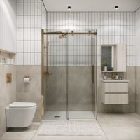 Душевое ограждение Grossman Classic 100.K33.04.160.32.00-200.K33.04.90.32.00 (160х90х195) раздвижная,золото сатин,стекло прозрачное,2 места арт-120.K33.04.1690.32.00 — фото 2, Прямоугольные душевые уголки