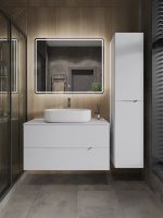 Orange Line Li-100TuwMDF+B04-600W тумба с раковиной подвесная 100 см, белый Li-100TuwMDF+B04-600W — фото 5, Тумбы с раковиной