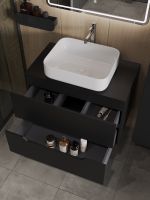 Orange Line Li-80TubMDF+B05-500W тумба с раковиной подвесная 80 см, черный/белый Li-80TubMDF+B05-500W — фото 4, Тумбы с раковиной