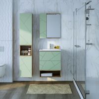 Товар: Тумба с раковиной и нишей Бриклаер КРИСТАЛЛ 60F, фисташковый/дуб гранж песочный - фото 4 Тумба с раковиной и нишей Бриклаер КРИСТАЛЛ 60F, фисташковый/дуб гранж песочный — фото 4, Тумбы с раковиной