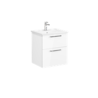 Root Тумба 60 см с раковиной 2 ящика глянцевый белый VITRA арт-66294 — фото 1, Тумбы с раковиной