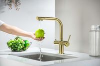 ЕВРОПА смеситель для кухни с подключением к фильтру питьевой воды, шлиф. золото арт-AQ1385BG — фото 2, Смесители для кухни