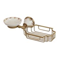 PROVANCE Мыльница с корзинкой настенная, керамика с декором/бронза арт-17629 — фото 1, Мыльницы