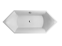 Ванна, Villeroy&Boch, Squaro, ширина, мм-1900, глубина, мм-800, высота, мм-500, водоизмещение (л)-185, тип установки-встраиваемый/пристенный, форма-шестиугольная, слив-перелив-необходимо заказать, диаметр слива, мм-52, ножки-есть, материал-Quaryl, цвет-альпийский белый арт-UBQ190SQR6V-01 — фото 1, Акриловые ванны
