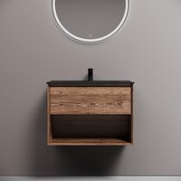 Тумба подвесная SANCOS Marmi 1.0 690х445х520 c одним ящиком оснащенным доводчиками скрытого монтажа и открытой нишей, дуб чарльстон, арт. арт-MR1.070ECH — фото 8, Тумбы под раковину