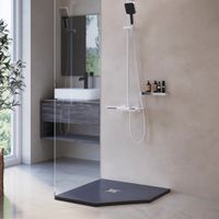 Душевой поддон трапеция RGW ST/T-G 80x80, каменный, графит, арт-16155088-02 — фото 2, Душевые поддоны из искусственного камня