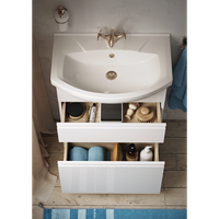 Напольная тумба 88 см с двумя ящиками в белом цвете, с умывальником ROD01082N — фото 4, Тумбы с раковиной