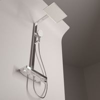 Душевая стойка SANCOS Vos с термостатическим смесителем, изливом, полкой, шлангом 1,5 м, верхним и ручным душем, цвет хром, арт. арт-SC6100CH — фото 5, Душевые стойки