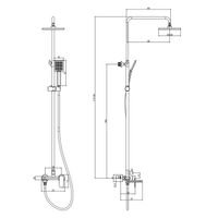 Душевая система Azario FLORIDA SQUARE с квадратным тропическим душем, поворотным изливом, хром арт-AZ-WSA654232C — фото 2, Душевые стойки