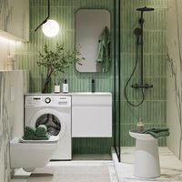 Товар: Подвесная тумба под стиральную машину с одним ящиком 115 см, цвет белый с умывальником арт-DU01051+FOR.11.04.D-R - фото 2 Подвесная тумба под стиральную машину с одним ящиком 115 см, цвет белый с умывальником арт-DU01051+FOR.11.04.D-R — фото 2, Тумбы с раковиной