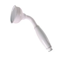 KS0017B Душевая лейка (металл) с белой керамической ручкой, 1 режим, БЕЛАЯ — фото 1, Лейки для душа