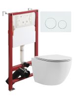 Agger Унитаз подвесной безободковый белый с инсталляцией, микролифт, кнопка смыва белая арт-ATI03100+APB188 — фото 14, Комплекты унитаз + инсталляция