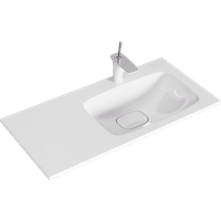 Подвесная тумба с двумя ящиками и одной дверью в белом цвете с умывальником из литьевого мрамора (чаша справа) арт-ACC0109RW — фото 1, Тумбы с раковиной