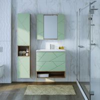 Товар: Тумба с раковиной и нишей Бриклаер КРИСТАЛЛ 80F, фисташковый/дуб гранж песочный - фото 4 Тумба с раковиной и нишей Бриклаер КРИСТАЛЛ 80F, фисташковый/дуб гранж песочный — фото 4, Тумбы с раковиной