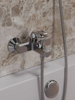 OneLife смеситель для ванны/душа однорычажный полимерный, хром арт-P02-100cr — фото 12, Смеситель для ванны