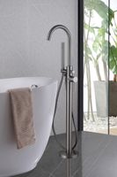 Смеситель ABBER Wasser Kreis AF8115NG напольный для ванны, никель — фото 2, Смесители напольные