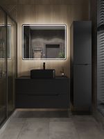 Orange Line Li-100TubMDF+B02-460MB тумба с раковиной подвесная 100 см, черный Li-100TubMDF+B02-460MB — фото 5, Тумбы с раковиной