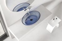 Раковина накладная прозрачная ABBER Kristall синяя арт-AT2801Saphir — фото 2, Раковины накладные