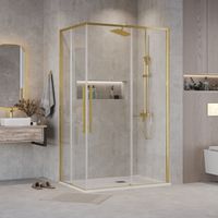 Душевое ограждение Grossman Galaxy 1/2.K33.01.12.32.00-1/2.K33.01.80.32.00 (120х80х195) раздвижная,золото сатин,стекло прозрачное,2 места арт-300.K33.01.1280.32.00 — фото 2, Прямоугольные душевые уголки