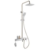 Душевая система AZARIO с поворотным изливом, керамический картридж, белый/золото арт-AZ-801-1 — фото 1, Душевые стойки